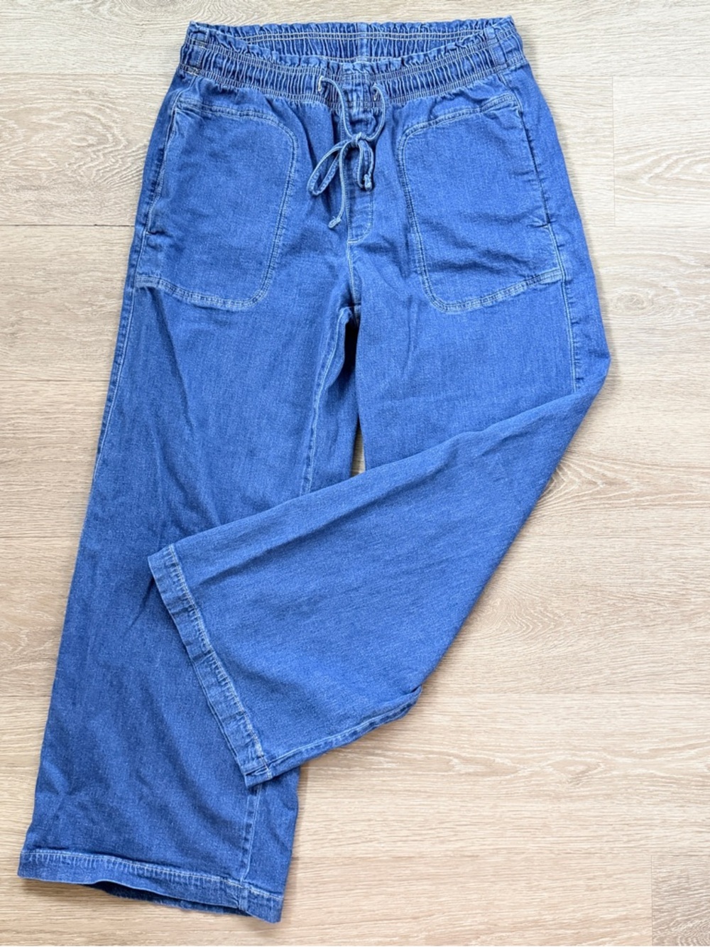 American Eagle Dreamy Drape Linen Blend Pull On Jean Pant, Medium